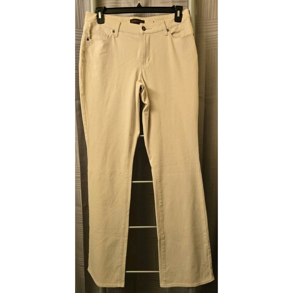 Coldwater Creek Jeans Womens 10L Cream Straight Leg Five Pocket Denim Pants